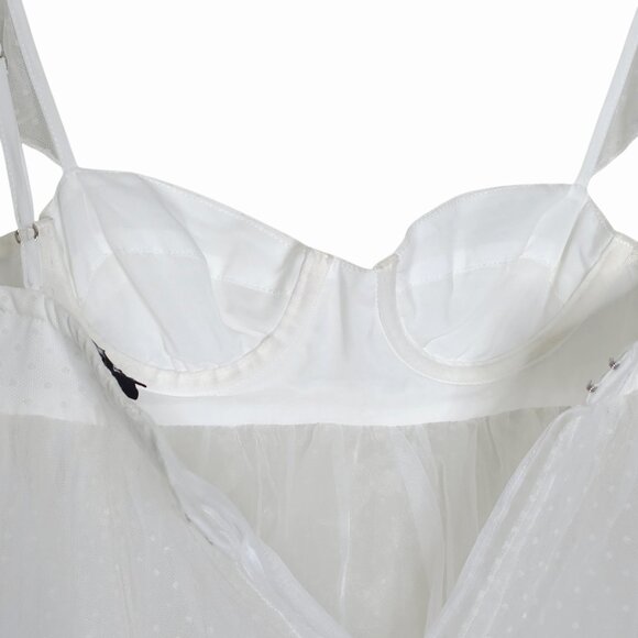 The Bar Kennedy Mini Dress Swiss Dot Blanc White Sheer Babydoll Tulle Size 00 - Picture 9 of 16